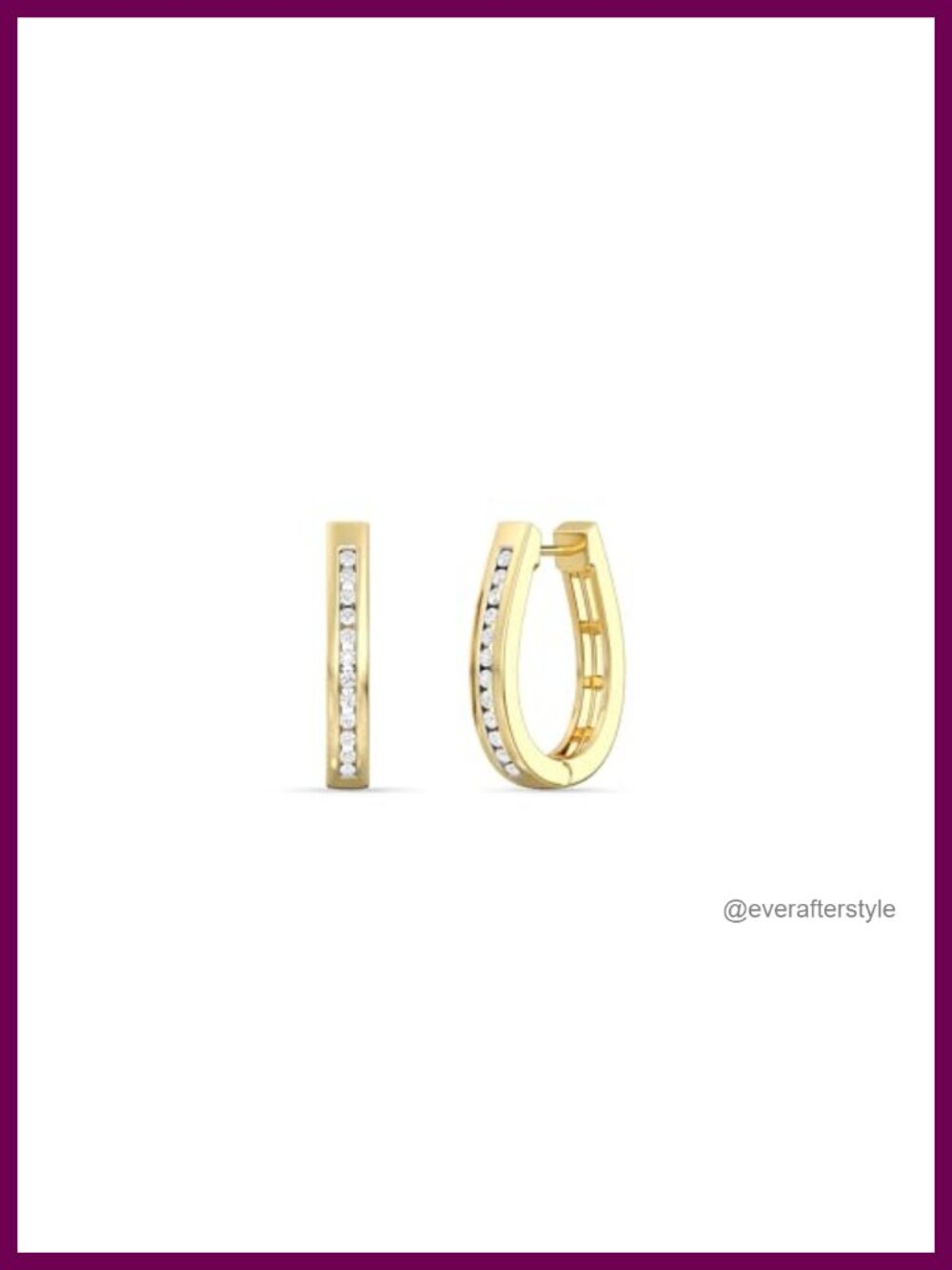 Lab-Grown Diamond Channel Set Hoop Earrings 925 Sterling Silver 14KT Gold